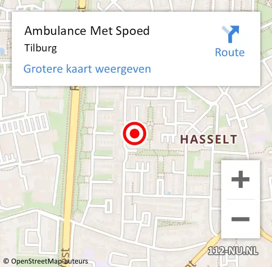 Locatie op kaart van de 112 melding: Ambulance Met Spoed Naar Tilburg op 1 mei 2024 23:46