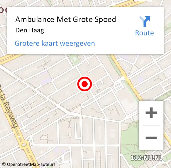 Locatie op kaart van de 112 melding: Ambulance Met Grote Spoed Naar Den Haag op 2 mei 2024 01:15