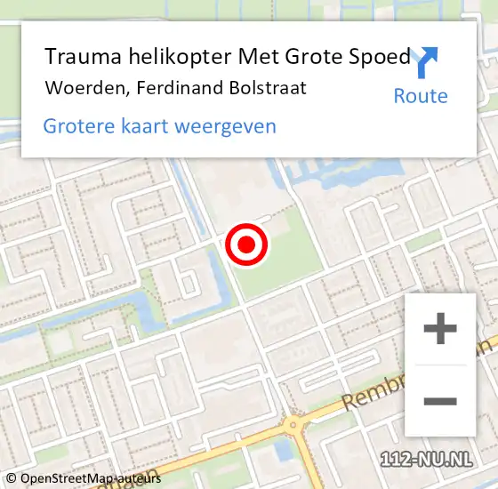 Locatie op kaart van de 112 melding: Trauma helikopter Met Grote Spoed Naar Woerden, Ferdinand Bolstraat op 2 mei 2024 10:12