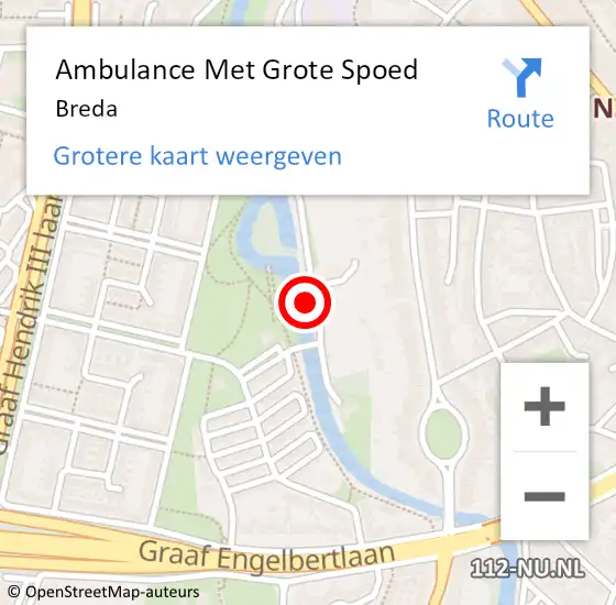 Locatie op kaart van de 112 melding: Ambulance Met Grote Spoed Naar Breda op 2 mei 2024 14:04