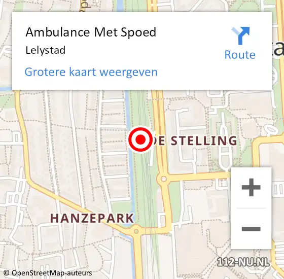 Locatie op kaart van de 112 melding: Ambulance Met Spoed Naar Lelystad op 2 mei 2024 16:12