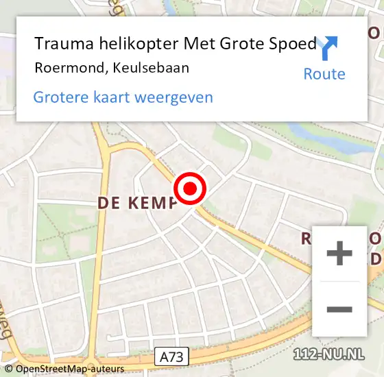 Locatie op kaart van de 112 melding: Trauma helikopter Met Grote Spoed Naar Roermond, Keulsebaan op 2 mei 2024 18:12