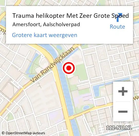 Locatie op kaart van de 112 melding: Trauma helikopter Met Zeer Grote Spoed Naar Amersfoort, Aalscholverpad op 2 mei 2024 18:28