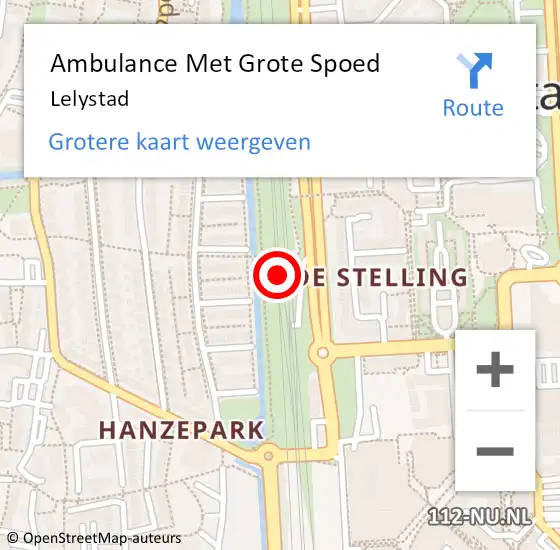 Locatie op kaart van de 112 melding: Ambulance Met Grote Spoed Naar Lelystad op 2 mei 2024 20:28
