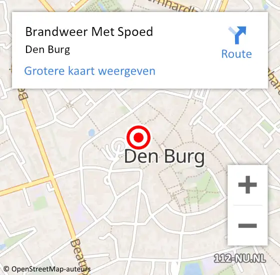 Locatie op kaart van de 112 melding: Brandweer Met Spoed Naar Den Burg op 2 mei 2024 20:45