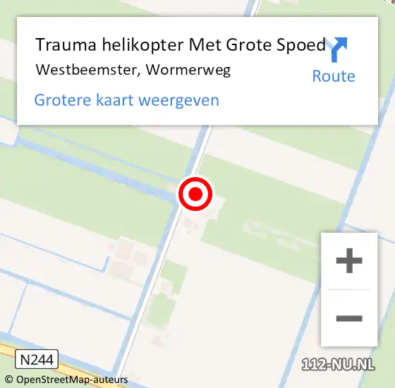 Locatie op kaart van de 112 melding: Trauma helikopter Met Grote Spoed Naar Westbeemster, Wormerweg op 2 mei 2024 21:51