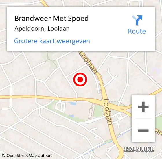 Locatie op kaart van de 112 melding: Brandweer Met Spoed Naar Apeldoorn, Loolaan op 2 mei 2024 22:22