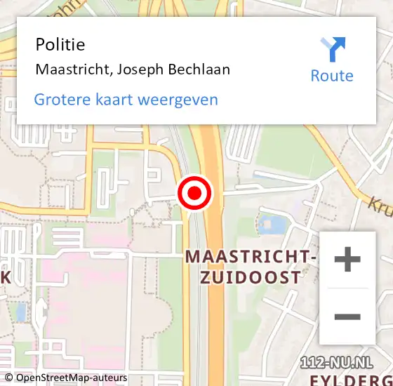 Locatie op kaart van de 112 melding: Politie Maastricht, Joseph Bechlaan op 2 mei 2024 23:36