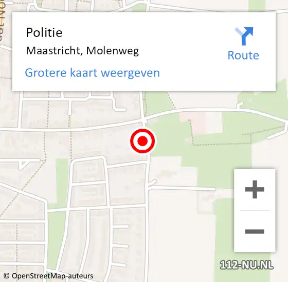 Locatie op kaart van de 112 melding: Politie Maastricht, Molenweg op 2 mei 2024 23:51