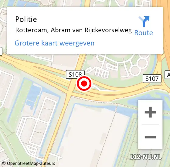 Locatie op kaart van de 112 melding: Politie Rotterdam, Abram van Rijckevorselweg op 3 mei 2024 00:11