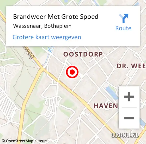 Locatie op kaart van de 112 melding: Brandweer Met Grote Spoed Naar Wassenaar, Bothaplein op 3 mei 2024 03:15