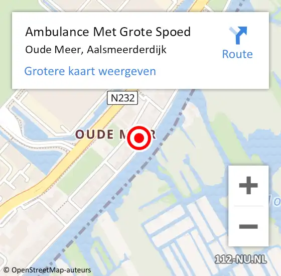 Locatie op kaart van de 112 melding: Ambulance Met Grote Spoed Naar Oude Meer, Aalsmeerderdijk op 3 mei 2024 04:29