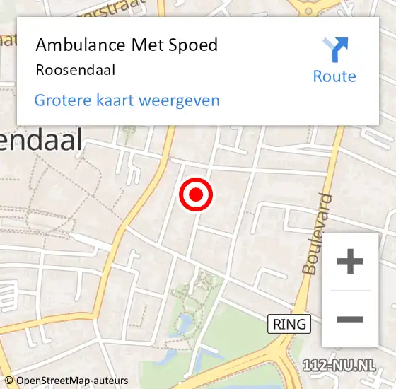 Locatie op kaart van de 112 melding: Ambulance Met Spoed Naar Roosendaal op 3 mei 2024 04:38