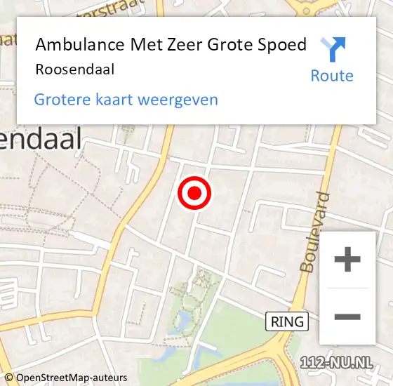 Locatie op kaart van de 112 melding: Ambulance Met Zeer Grote Spoed Naar Roosendaal op 3 mei 2024 04:40