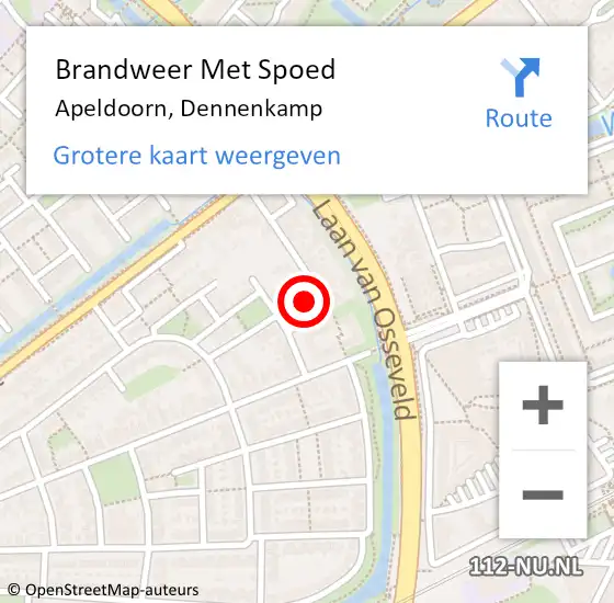 Locatie op kaart van de 112 melding: Brandweer Met Spoed Naar Apeldoorn, Dennenkamp op 3 mei 2024 08:51