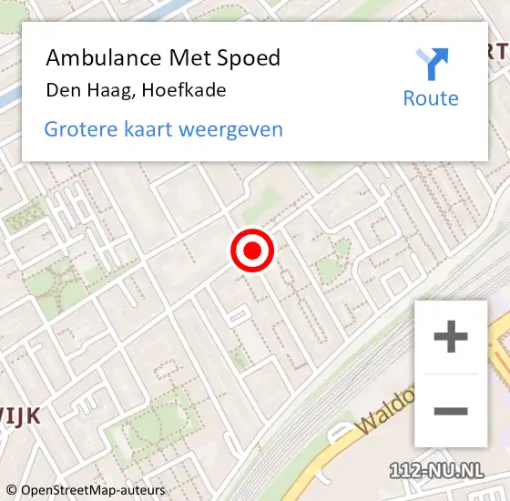 Locatie op kaart van de 112 melding: Ambulance Met Spoed Naar Den Haag, Hoefkade op 3 mei 2024 12:15