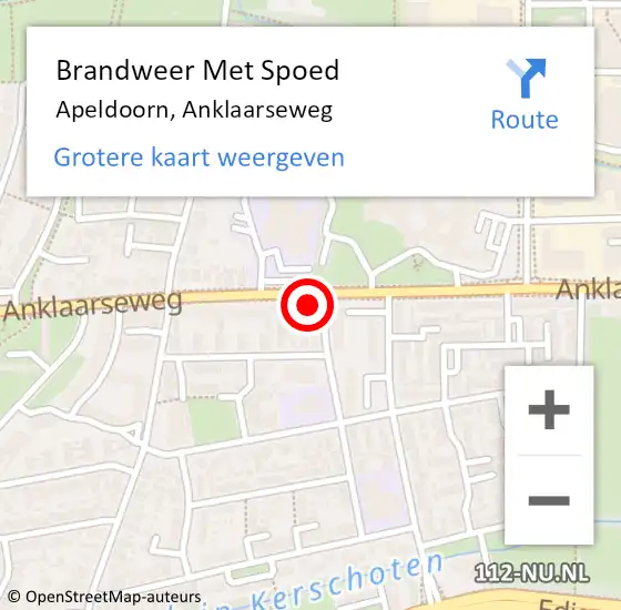 Locatie op kaart van de 112 melding: Brandweer Met Spoed Naar Apeldoorn, Anklaarseweg op 3 mei 2024 18:56