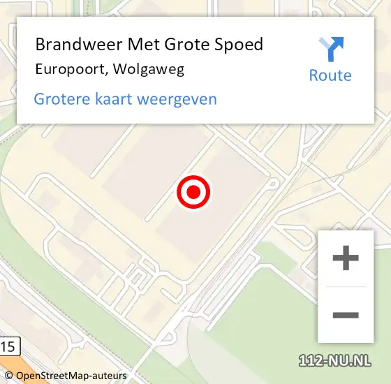 Locatie op kaart van de 112 melding: Brandweer Met Grote Spoed Naar Europoort, Wolgaweg op 3 mei 2024 22:14