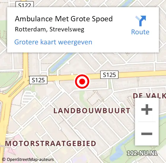 Locatie op kaart van de 112 melding: Ambulance Met Grote Spoed Naar Rotterdam, Strevelsweg op 3 mei 2024 23:06
