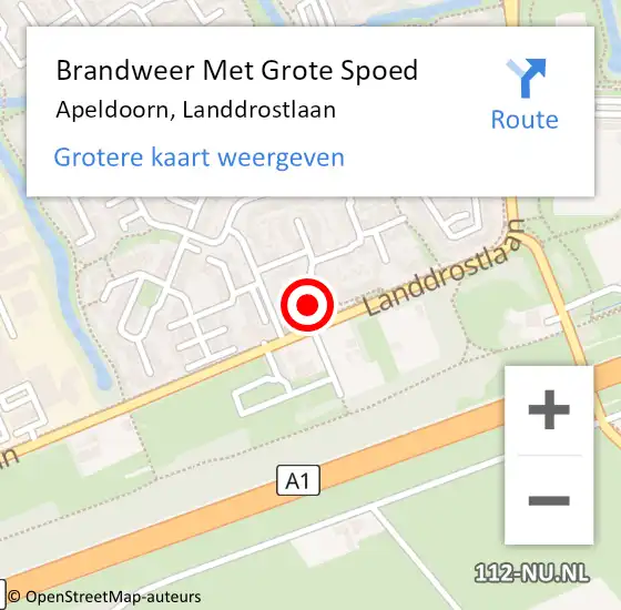 Locatie op kaart van de 112 melding: Brandweer Met Grote Spoed Naar Apeldoorn, Landdrostlaan op 4 mei 2024 00:25