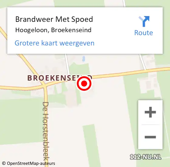 Locatie op kaart van de 112 melding: Brandweer Met Spoed Naar Hoogeloon, Broekenseind op 4 mei 2024 11:05