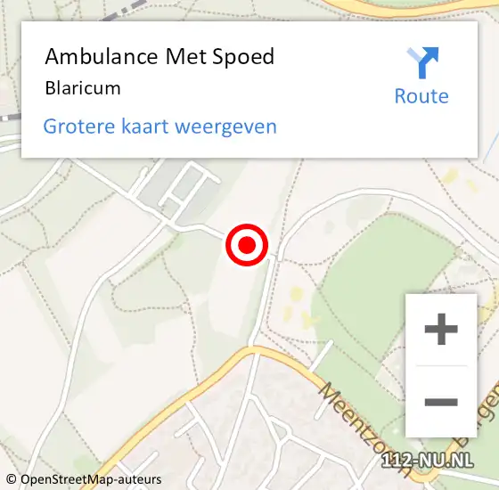 Locatie op kaart van de 112 melding: Ambulance Met Spoed Naar Blaricum op 4 mei 2024 14:58