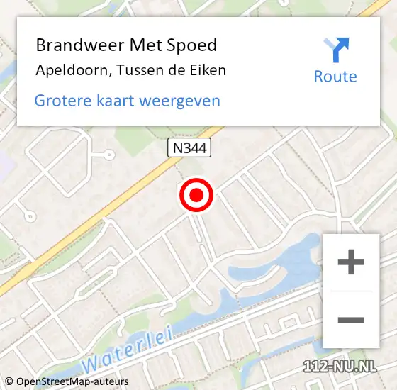 Locatie op kaart van de 112 melding: Brandweer Met Spoed Naar Apeldoorn, Tussen de Eiken op 4 mei 2024 16:50