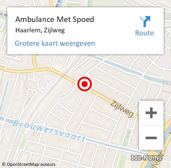 Locatie op kaart van de 112 melding: Ambulance Met Spoed Naar Haarlem, Zijlweg op 5 mei 2024 11:10