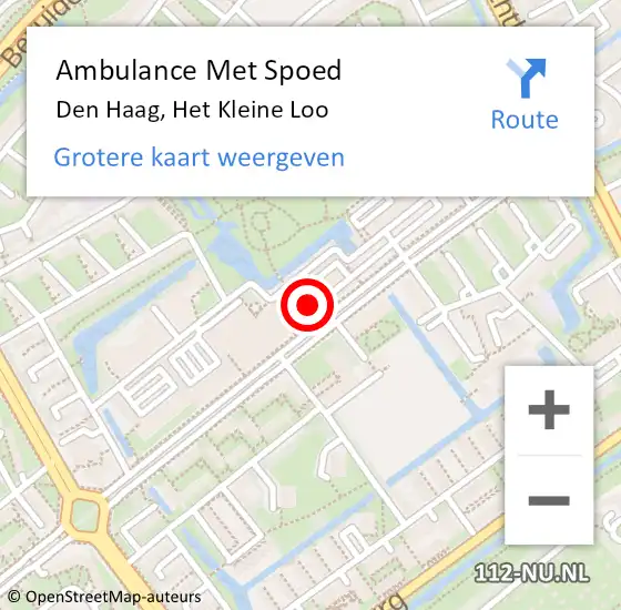 Locatie op kaart van de 112 melding: Ambulance Met Spoed Naar Den Haag, Het Kleine Loo op 5 mei 2024 12:22