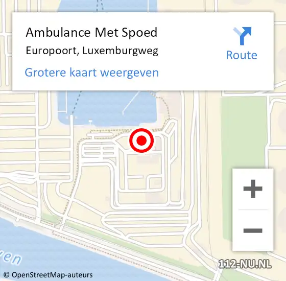Locatie op kaart van de 112 melding: Ambulance Met Spoed Naar Europoort, Luxemburgweg op 5 mei 2024 17:04
