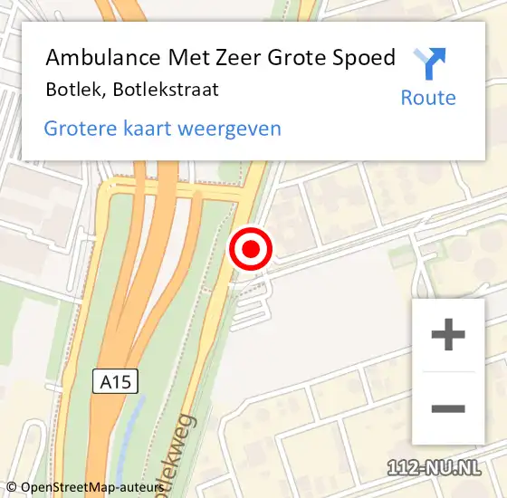 Locatie op kaart van de 112 melding: Ambulance Met Zeer Grote Spoed Naar Botlek, Botlekstraat op 5 mei 2024 19:14