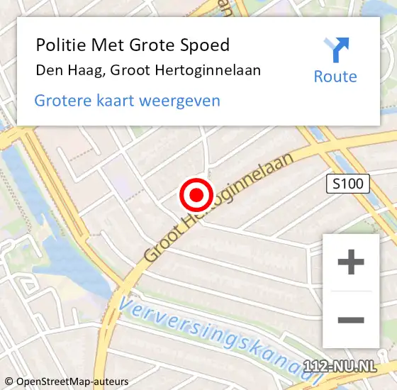 Locatie op kaart van de 112 melding: Politie Met Grote Spoed Naar Den Haag, Groot Hertoginnelaan op 5 mei 2024 19:31