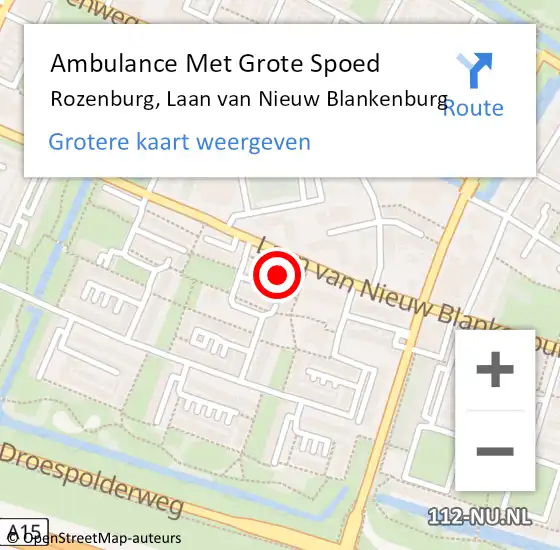 Locatie op kaart van de 112 melding: Ambulance Met Grote Spoed Naar Rozenburg, Laan van Nieuw Blankenburg op 5 mei 2024 20:19