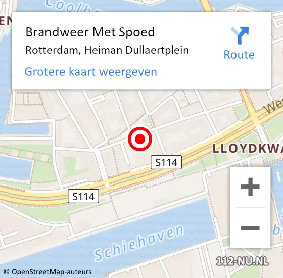 Locatie op kaart van de 112 melding: Brandweer Met Spoed Naar Rotterdam, Heiman Dullaertplein op 6 mei 2024 01:40