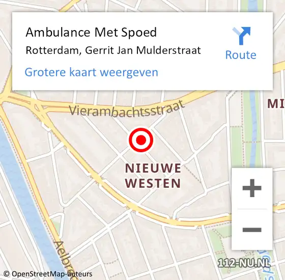 Locatie op kaart van de 112 melding: Ambulance Met Spoed Naar Rotterdam, Gerrit Jan Mulderstraat op 6 mei 2024 04:49