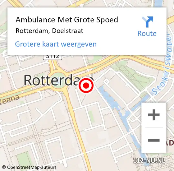 Locatie op kaart van de 112 melding: Ambulance Met Grote Spoed Naar Rotterdam, Doelstraat op 6 mei 2024 05:00
