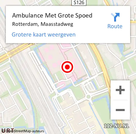 Locatie op kaart van de 112 melding: Ambulance Met Grote Spoed Naar Rotterdam, Maasstadweg op 6 mei 2024 05:16