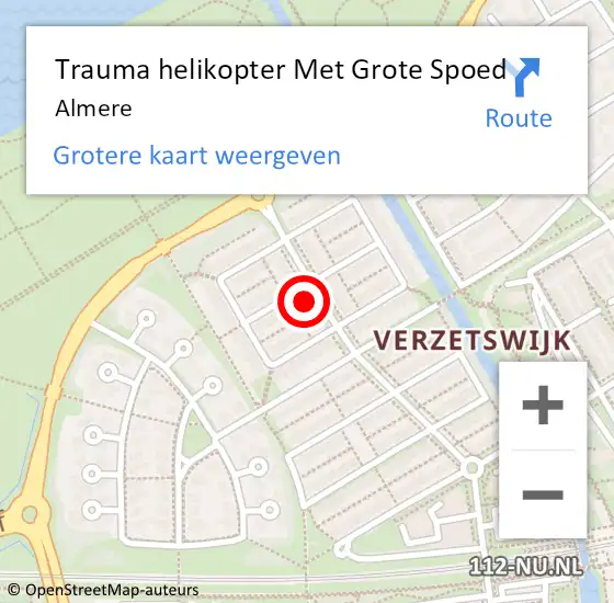 Locatie op kaart van de 112 melding: Trauma helikopter Met Grote Spoed Naar Almere op 6 mei 2024 06:39