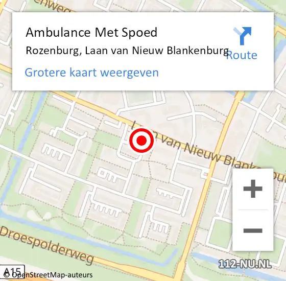 Locatie op kaart van de 112 melding: Ambulance Met Spoed Naar Rozenburg, Laan van Nieuw Blankenburg op 6 mei 2024 07:23