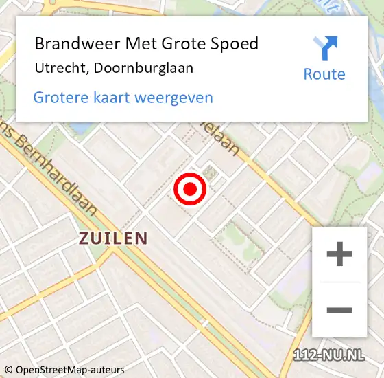 Locatie op kaart van de 112 melding: Brandweer Met Grote Spoed Naar Utrecht, Doornburglaan op 6 mei 2024 09:31
