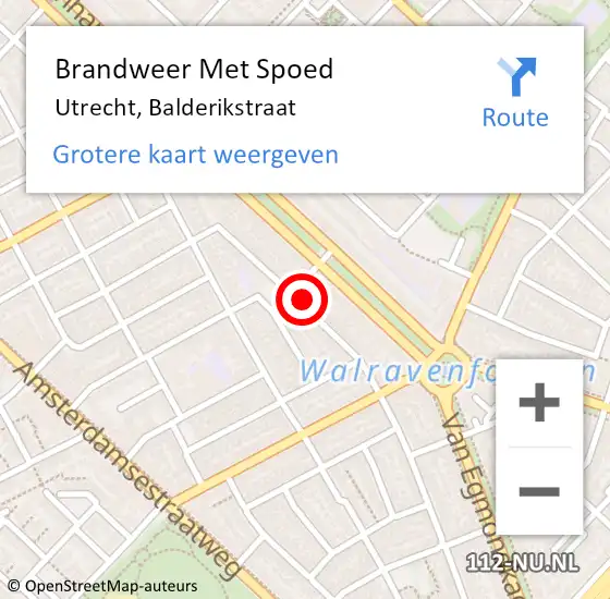 Locatie op kaart van de 112 melding: Brandweer Met Spoed Naar Utrecht, Balderikstraat op 6 mei 2024 10:54