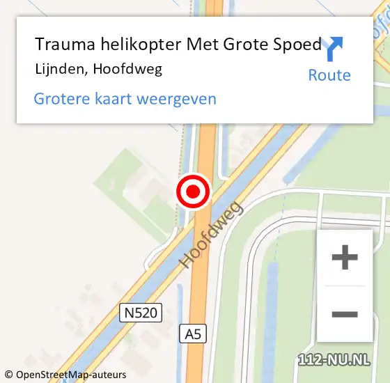 Locatie op kaart van de 112 melding: Trauma helikopter Met Grote Spoed Naar Lijnden, Hoofdweg op 6 mei 2024 11:18