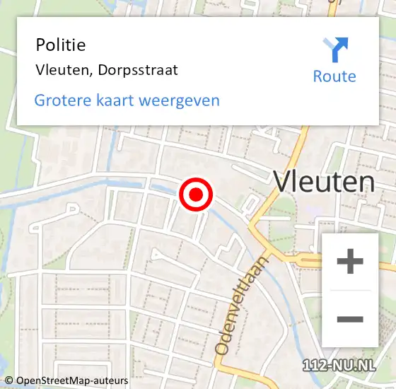 Locatie op kaart van de 112 melding: Politie Vleuten, Dorpsstraat op 6 mei 2024 12:45