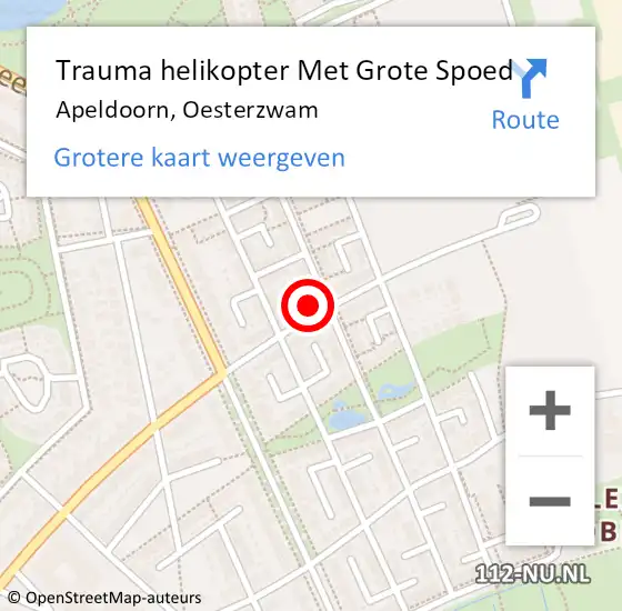 Locatie op kaart van de 112 melding: Trauma helikopter Met Grote Spoed Naar Apeldoorn, Oesterzwam op 6 mei 2024 13:08