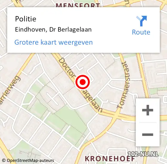 Locatie op kaart van de 112 melding: Politie Eindhoven, Dr Berlagelaan op 6 mei 2024 13:33