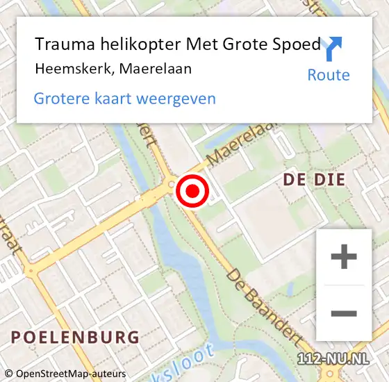 Locatie op kaart van de 112 melding: Trauma helikopter Met Grote Spoed Naar Heemskerk, Maerelaan op 6 mei 2024 13:51