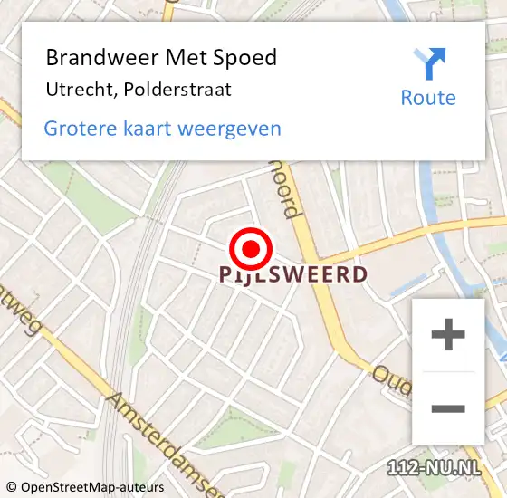 Locatie op kaart van de 112 melding: Brandweer Met Spoed Naar Utrecht, Polderstraat op 6 mei 2024 15:18