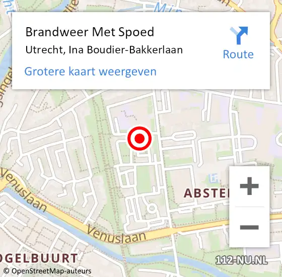 Locatie op kaart van de 112 melding: Brandweer Met Spoed Naar Utrecht, Ina Boudier-Bakkerlaan op 6 mei 2024 15:55