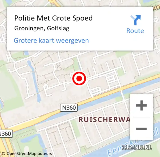 Locatie op kaart van de 112 melding: Politie Met Grote Spoed Naar Groningen, Golfslag op 6 mei 2024 15:58