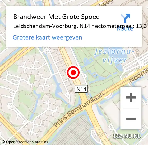 Locatie op kaart van de 112 melding: Brandweer Met Grote Spoed Naar Leidschendam-Voorburg, N14 hectometerpaal: 13,3 op 6 mei 2024 15:59
